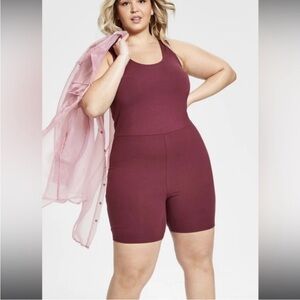Nina Parker Burgundy plum red Sleeveless Romper shorts 1x NEW stretch